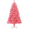 imageGoplus 7 FT Blue Gradient Snow Flocked Christmas Tree Artificial Unlit Hinged Xmas Full Tree with 725 Lush Branch Tips Foldable Metal Stand for Seasonal Home Office Party DecorationPink