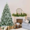 imageGoplus 7 FT Blue Gradient Snow Flocked Christmas Tree Artificial Unlit Hinged Xmas Full Tree with 725 Lush Branch Tips Foldable Metal Stand for Seasonal Home Office Party DecorationWhite