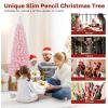 imageGoplus 7 FT Blue Gradient Snow Flocked Christmas Tree Artificial Unlit Hinged Xmas Full Tree with 725 Lush Branch Tips Foldable Metal Stand for Seasonal Home Office Party DecorationPinkpencil Tree