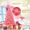imageGoplus 7 FT Blue Gradient Snow Flocked Christmas Tree Artificial Unlit Hinged Xmas Full Tree with 725 Lush Branch Tips Foldable Metal Stand for Seasonal Home Office Party DecorationPink