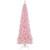 imageGoplus 7 FT Blue Gradient Snow Flocked Christmas Tree Artificial Unlit Hinged Xmas Full Tree with 725 Lush Branch Tips Foldable Metal Stand for Seasonal Home Office Party DecorationPinkpencil Tree
