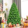 imageGoplus 7 FT Blue Gradient Snow Flocked Christmas Tree Artificial Unlit Hinged Xmas Full Tree with 725 Lush Branch Tips Foldable Metal Stand for Seasonal Home Office Party DecorationGreen