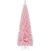 imageGoplus 7 FT Blue Gradient Snow Flocked Christmas Tree Artificial Unlit Hinged Xmas Full Tree with 725 Lush Branch Tips Foldable Metal Stand for Seasonal Home Office Party DecorationPinkpencil Tree