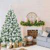 imageGoplus 7 FT Blue Gradient Snow Flocked Christmas Tree Artificial Unlit Hinged Xmas Full Tree with 725 Lush Branch Tips Foldable Metal Stand for Seasonal Home Office Party DecorationWhite