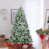 imageGoplus 7 FT Blue Gradient Snow Flocked Christmas Tree Artificial Unlit Hinged Xmas Full Tree with 725 Lush Branch Tips Foldable Metal Stand for Seasonal Home Office Party DecorationWhite