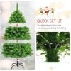 imageGoplus 7 FT Blue Gradient Snow Flocked Christmas Tree Artificial Unlit Hinged Xmas Full Tree with 725 Lush Branch Tips Foldable Metal Stand for Seasonal Home Office Party DecorationGreen