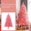 imageGoplus 7 FT Blue Gradient Snow Flocked Christmas Tree Artificial Unlit Hinged Xmas Full Tree with 725 Lush Branch Tips Foldable Metal Stand for Seasonal Home Office Party DecorationPink