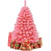 imageGoplus 7 FT Blue Gradient Snow Flocked Christmas Tree Artificial Unlit Hinged Xmas Full Tree with 725 Lush Branch Tips Foldable Metal Stand for Seasonal Home Office Party DecorationPink