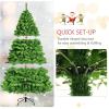 imageGoplus 7 FT Blue Gradient Snow Flocked Christmas Tree Artificial Unlit Hinged Xmas Full Tree with 725 Lush Branch Tips Foldable Metal Stand for Seasonal Home Office Party DecorationGreen