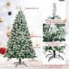 imageGoplus 7 FT Blue Gradient Snow Flocked Christmas Tree Artificial Unlit Hinged Xmas Full Tree with 725 Lush Branch Tips Foldable Metal Stand for Seasonal Home Office Party DecorationWhite