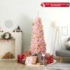 imageGoplus 7 FT Blue Gradient Snow Flocked Christmas Tree Artificial Unlit Hinged Xmas Full Tree with 725 Lush Branch Tips Foldable Metal Stand for Seasonal Home Office Party DecorationPinkpencil Tree