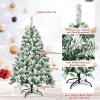imageGoplus 7 FT Blue Gradient Snow Flocked Christmas Tree Artificial Unlit Hinged Xmas Full Tree with 725 Lush Branch Tips Foldable Metal Stand for Seasonal Home Office Party DecorationWhite