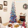 imageGoplus 7 FT Blue Gradient Snow Flocked Christmas Tree Artificial Unlit Hinged Xmas Full Tree with 725 Lush Branch Tips Foldable Metal Stand for Seasonal Home Office Party DecorationGradient Blue