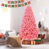 imageGoplus 7 FT Blue Gradient Snow Flocked Christmas Tree Artificial Unlit Hinged Xmas Full Tree with 725 Lush Branch Tips Foldable Metal Stand for Seasonal Home Office Party DecorationPink