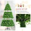 imageGoplus 7 FT Blue Gradient Snow Flocked Christmas Tree Artificial Unlit Hinged Xmas Full Tree with 725 Lush Branch Tips Foldable Metal Stand for Seasonal Home Office Party DecorationGreen