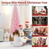 imageGoplus 7 FT Blue Gradient Snow Flocked Christmas Tree Artificial Unlit Hinged Xmas Full Tree with 725 Lush Branch Tips Foldable Metal Stand for Seasonal Home Office Party DecorationPinkpencil Tree