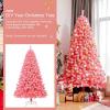 imageGoplus 7 FT Blue Gradient Snow Flocked Christmas Tree Artificial Unlit Hinged Xmas Full Tree with 725 Lush Branch Tips Foldable Metal Stand for Seasonal Home Office Party DecorationPink