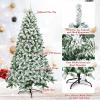 imageGoplus 7 FT Blue Gradient Snow Flocked Christmas Tree Artificial Unlit Hinged Xmas Full Tree with 725 Lush Branch Tips Foldable Metal Stand for Seasonal Home Office Party DecorationWhite