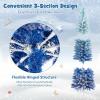 imageGoplus 7 FT Blue Gradient Snow Flocked Christmas Tree Artificial Unlit Hinged Xmas Full Tree with 725 Lush Branch Tips Foldable Metal Stand for Seasonal Home Office Party DecorationGradient Blue