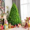 imageGoplus 7 FT Blue Gradient Snow Flocked Christmas Tree Artificial Unlit Hinged Xmas Full Tree with 725 Lush Branch Tips Foldable Metal Stand for Seasonal Home Office Party DecorationGreen
