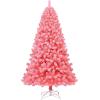 imageGoplus 7 FT Blue Gradient Snow Flocked Christmas Tree Artificial Unlit Hinged Xmas Full Tree with 725 Lush Branch Tips Foldable Metal Stand for Seasonal Home Office Party DecorationPink