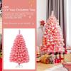 imageGoplus 7 FT Blue Gradient Snow Flocked Christmas Tree Artificial Unlit Hinged Xmas Full Tree with 725 Lush Branch Tips Foldable Metal Stand for Seasonal Home Office Party DecorationPink