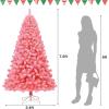 imageGoplus 7 FT Blue Gradient Snow Flocked Christmas Tree Artificial Unlit Hinged Xmas Full Tree with 725 Lush Branch Tips Foldable Metal Stand for Seasonal Home Office Party DecorationPink
