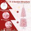 imageGoplus 7 FT Blue Gradient Snow Flocked Christmas Tree Artificial Unlit Hinged Xmas Full Tree with 725 Lush Branch Tips Foldable Metal Stand for Seasonal Home Office Party DecorationPinkpencil Tree