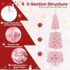 imageGoplus 7 FT Blue Gradient Snow Flocked Christmas Tree Artificial Unlit Hinged Xmas Full Tree with 725 Lush Branch Tips Foldable Metal Stand for Seasonal Home Office Party DecorationPinkpencil Tree