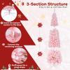 imageGoplus 7 FT Blue Gradient Snow Flocked Christmas Tree Artificial Unlit Hinged Xmas Full Tree with 725 Lush Branch Tips Foldable Metal Stand for Seasonal Home Office Party DecorationPinkpencil Tree
