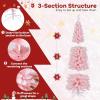 imageGoplus 7 FT Blue Gradient Snow Flocked Christmas Tree Artificial Unlit Hinged Xmas Full Tree with 725 Lush Branch Tips Foldable Metal Stand for Seasonal Home Office Party DecorationPinkpencil Tree