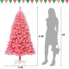imageGoplus 7 FT Blue Gradient Snow Flocked Christmas Tree Artificial Unlit Hinged Xmas Full Tree with 725 Lush Branch Tips Foldable Metal Stand for Seasonal Home Office Party DecorationPink