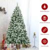imageGoplus 7 FT Blue Gradient Snow Flocked Christmas Tree Artificial Unlit Hinged Xmas Full Tree with 725 Lush Branch Tips Foldable Metal Stand for Seasonal Home Office Party DecorationWhite