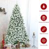 imageGoplus 7 FT Blue Gradient Snow Flocked Christmas Tree Artificial Unlit Hinged Xmas Full Tree with 725 Lush Branch Tips Foldable Metal Stand for Seasonal Home Office Party DecorationWhite