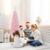 imageGoplus 7 FT Blue Gradient Snow Flocked Christmas Tree Artificial Unlit Hinged Xmas Full Tree with 725 Lush Branch Tips Foldable Metal Stand for Seasonal Home Office Party DecorationPinkpencil Tree