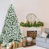 imageGoplus 7 FT Blue Gradient Snow Flocked Christmas Tree Artificial Unlit Hinged Xmas Full Tree with 725 Lush Branch Tips Foldable Metal Stand for Seasonal Home Office Party DecorationWhite