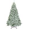 imageGoplus 7 FT Blue Gradient Snow Flocked Christmas Tree Artificial Unlit Hinged Xmas Full Tree with 725 Lush Branch Tips Foldable Metal Stand for Seasonal Home Office Party DecorationWhite