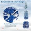 imageGoplus 7 FT Blue Gradient Snow Flocked Christmas Tree Artificial Unlit Hinged Xmas Full Tree with 725 Lush Branch Tips Foldable Metal Stand for Seasonal Home Office Party DecorationGradient Blue