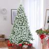 imageGoplus 7 FT Blue Gradient Snow Flocked Christmas Tree Artificial Unlit Hinged Xmas Full Tree with 725 Lush Branch Tips Foldable Metal Stand for Seasonal Home Office Party DecorationWhite