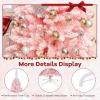 imageGoplus 7 FT Blue Gradient Snow Flocked Christmas Tree Artificial Unlit Hinged Xmas Full Tree with 725 Lush Branch Tips Foldable Metal Stand for Seasonal Home Office Party DecorationPinkpencil Tree