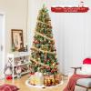 imageGoplus 75ft PreLit Artificial Christmas Tree Hinged Xmas Tree with 1096 PVC ampamp Pine Needles 460 Warm White LED Lights 8 Modes Red Berries Pine Cones Metal Stand Office Home Decoration