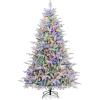 imageGoplus 7ft PreLit Snow Flocked Christmas Tree Artificial Hinged Full Xmas Tree with 350 Multicolored LED Lights 8 Lighting Modes 1164 PVC ampamp PE Tips Lighted Fake Christmas Tree for Office HomeMulticolored