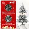 imageGoplus 7ft PreLit Snow Flocked Christmas Tree Artificial Hinged Full Xmas Tree with 350 Multicolored LED Lights 8 Lighting Modes 1164 PVC ampamp PE Tips Lighted Fake Christmas Tree for Office HomeMulticolored