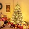 imageGoplus 7ft PreLit Snow Flocked Christmas Tree Artificial Hinged Full Xmas Tree with 350 Multicolored LED Lights 8 Lighting Modes 1164 PVC ampamp PE Tips Lighted Fake Christmas Tree for Office HomeWarm White