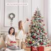 imageGoplus 7ft PreLit Snow Flocked Christmas Tree Artificial Hinged Full Xmas Tree with 350 Multicolored LED Lights 8 Lighting Modes 1164 PVC ampamp PE Tips Lighted Fake Christmas Tree for Office HomeWarm White