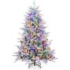 imageGoplus 7ft PreLit Snow Flocked Christmas Tree Artificial Hinged Full Xmas Tree with 350 Multicolored LED Lights 8 Lighting Modes 1164 PVC ampamp PE Tips Lighted Fake Christmas Tree for Office HomeMulticolored
