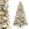 imageGoplus 7ft PreLit Snow Flocked Christmas Tree Artificial Hinged Full Xmas Tree with 350 Multicolored LED Lights 8 Lighting Modes 1164 PVC ampamp PE Tips Lighted Fake Christmas Tree for Office HomeWarm White