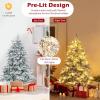 imageGoplus 7ft PreLit Snow Flocked Christmas Tree Artificial Hinged Full Xmas Tree with 350 Multicolored LED Lights 8 Lighting Modes 1164 PVC ampamp PE Tips Lighted Fake Christmas Tree for Office HomeWarm White
