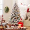 imageGoplus 7ft PreLit Snow Flocked Christmas Tree Artificial Hinged Full Xmas Tree with 350 Multicolored LED Lights 8 Lighting Modes 1164 PVC ampamp PE Tips Lighted Fake Christmas Tree for Office HomeMulticolored