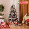 imageGoplus 7ft Prelit Fiber Optic Christmas Tree Artificial Snowy Xmas Tree with 76 Cool White LED Lights 8 Modes 270 PVC Leaves ampamp Pine Needles Pine Cones Red Berries Office Home Holiday DecorationCool White